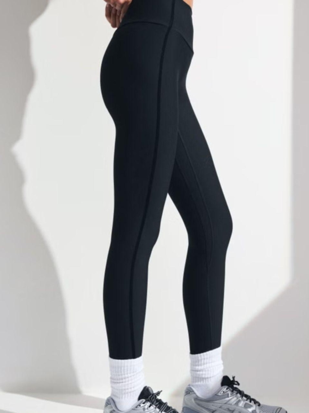 YPB High-Waisted 7/8 Black Velvet Trim Legging